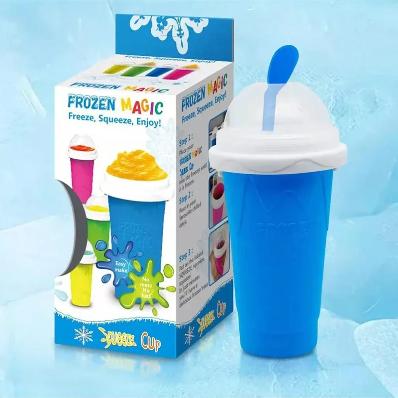 Slushie Machine Vending - ถ้วยทำสลัชชี่แช่แข็งความจุขนาดใหญ่ สำหรับทำสมูทตี้ น้ำผลไม้ ไอศกรีม ด้วยตัวเองในฤดูร้อน อุปกรณ์ครัว