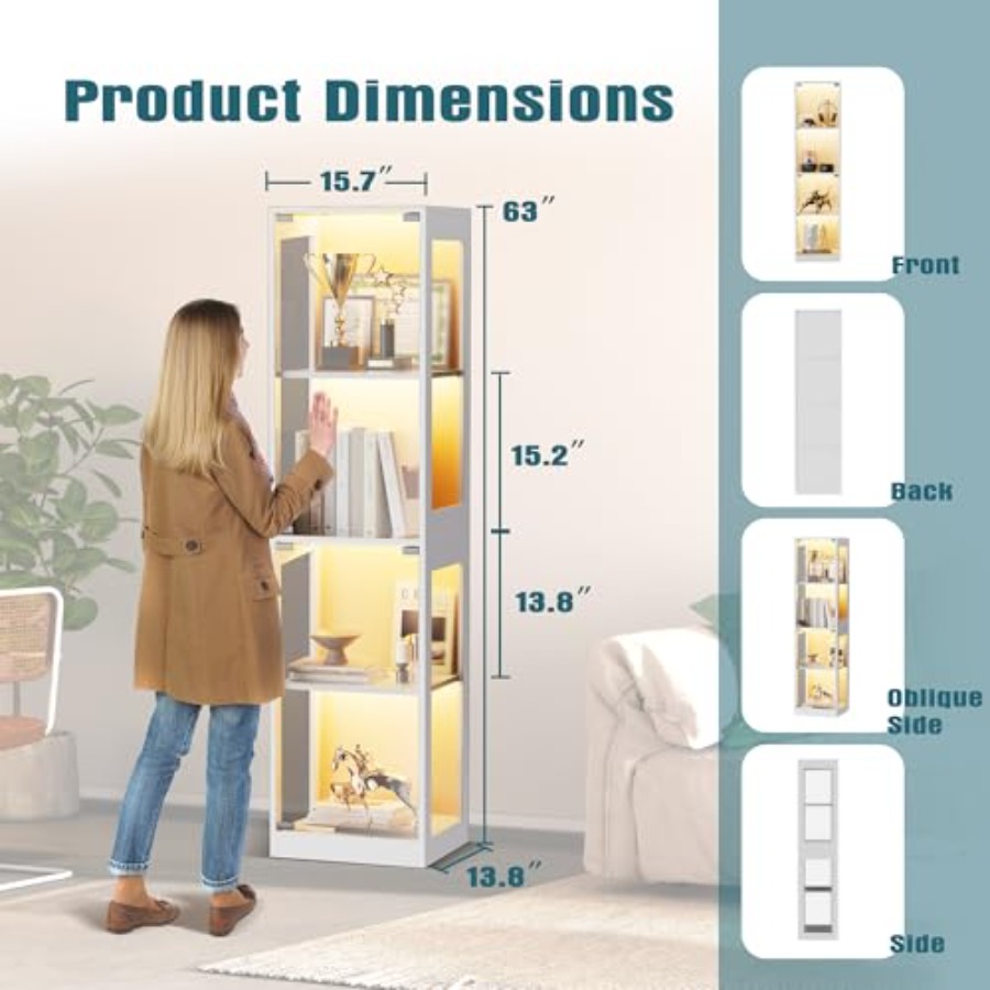ตู้โชว์กระจกพร้อมไฟ RGB สำหรับ - Glass Cabinet Display บทวิจารณ์และราคา