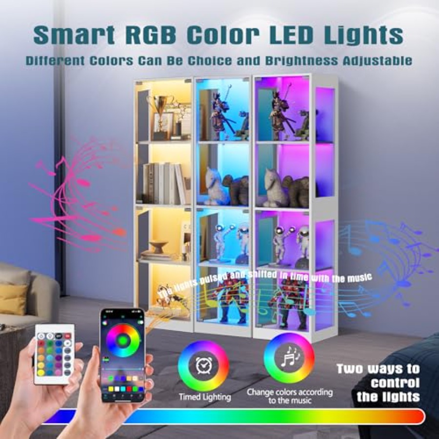 ตู้โชว์กระจกพร้อมไฟ RGB สำหรับ - Glass Cabinet Display บทวิจารณ์และราคา