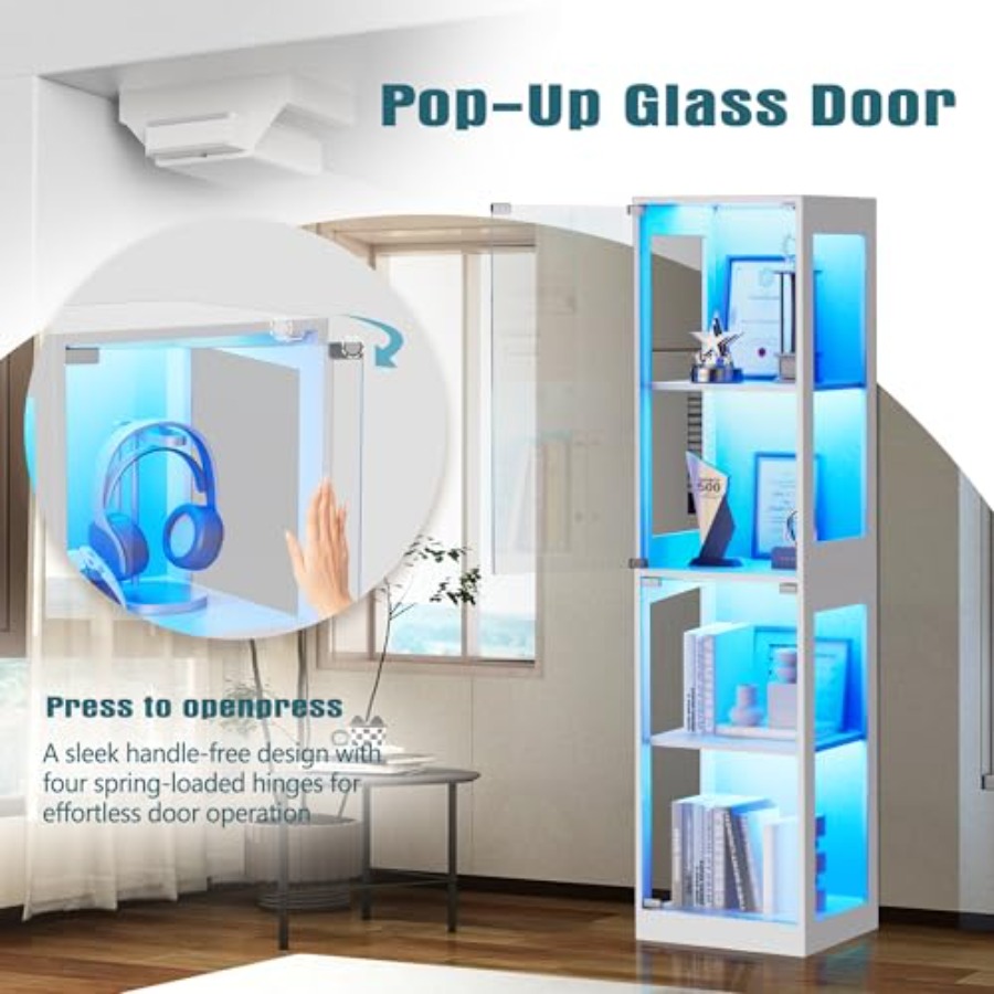 ตู้โชว์กระจกพร้อมไฟ RGB สำหรับ - Glass Cabinet Display บทวิจารณ์และราคา