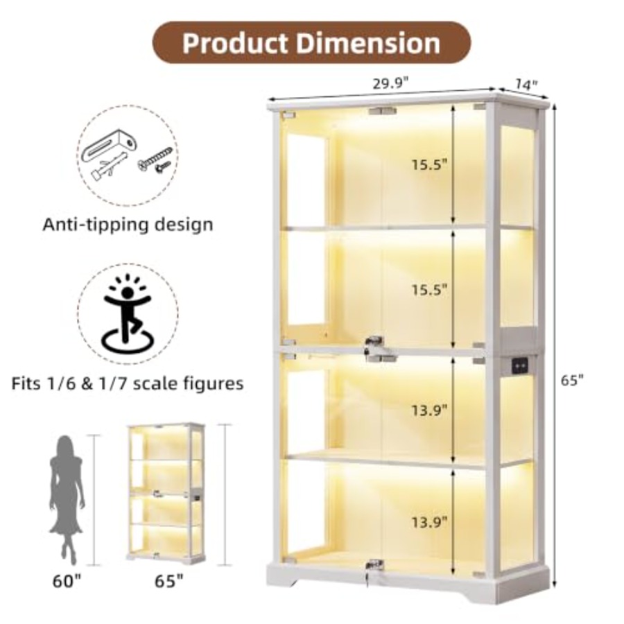 ตู้โชว์กระจกสไตล์ฟาร์มเฮาส์พร้ - Glass Cabinet Display บทวิจารณ์และราคา