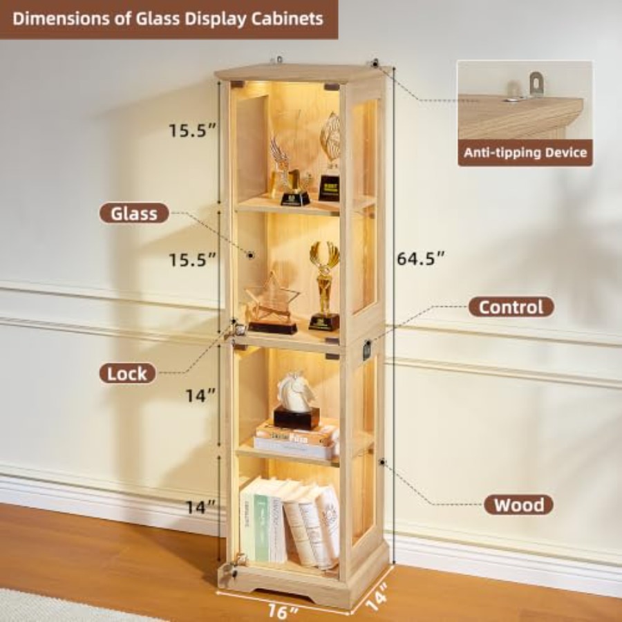 ตู้โชว์กระจกทรงแคบสไตล์ฟาร์มเฮ - Glass Cabinet Display บทวิจารณ์และราคา