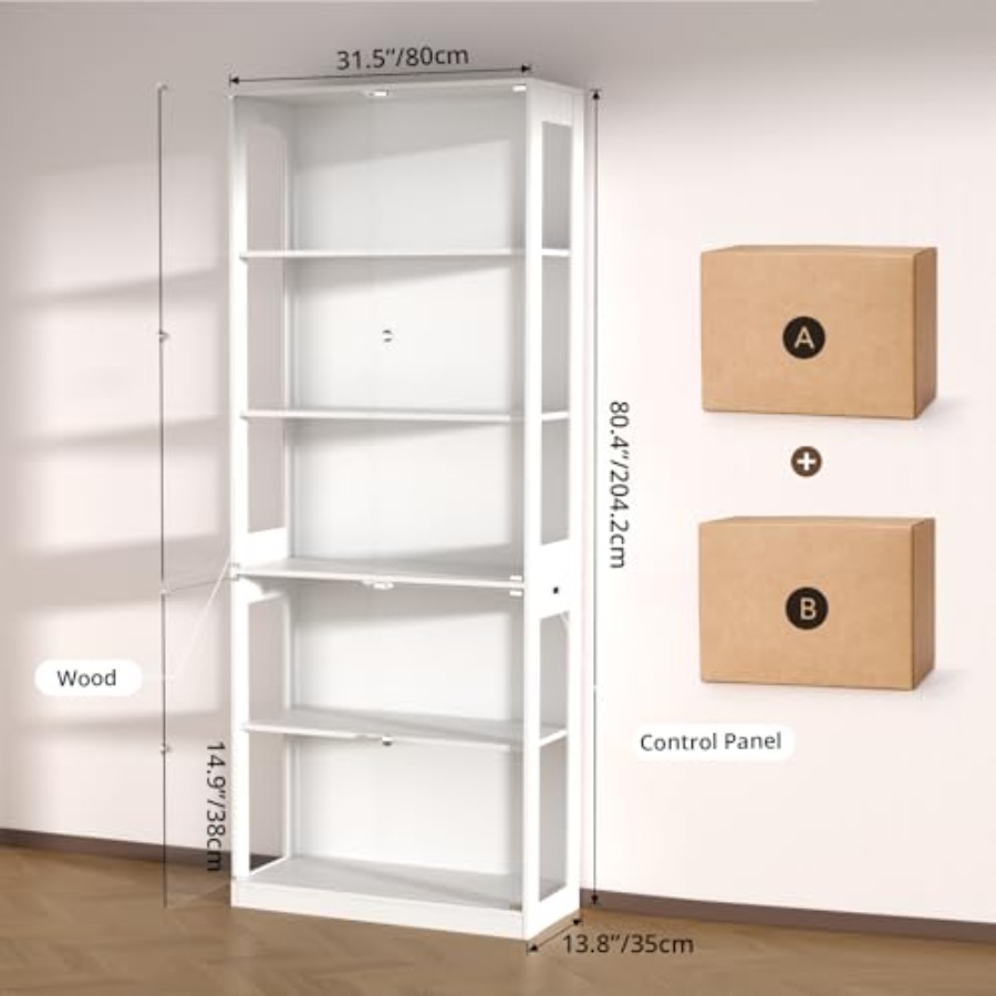 ตู้โชว์ขนาด 80 นิ้วพร้อมประตูก - Glass Cabinet Display บทวิจารณ์และราคา
