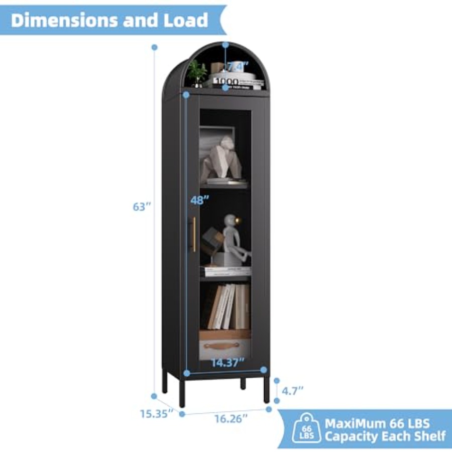 ตู้โชว์โลหะทรงโค้งแคบพร้อมประต - Glass Cabinet Display บทวิจารณ์และราคา