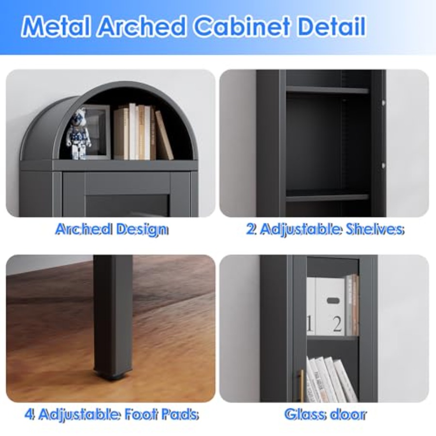 ตู้โชว์โลหะทรงโค้งแคบพร้อมประต - Glass Cabinet Display บทวิจารณ์และราคา