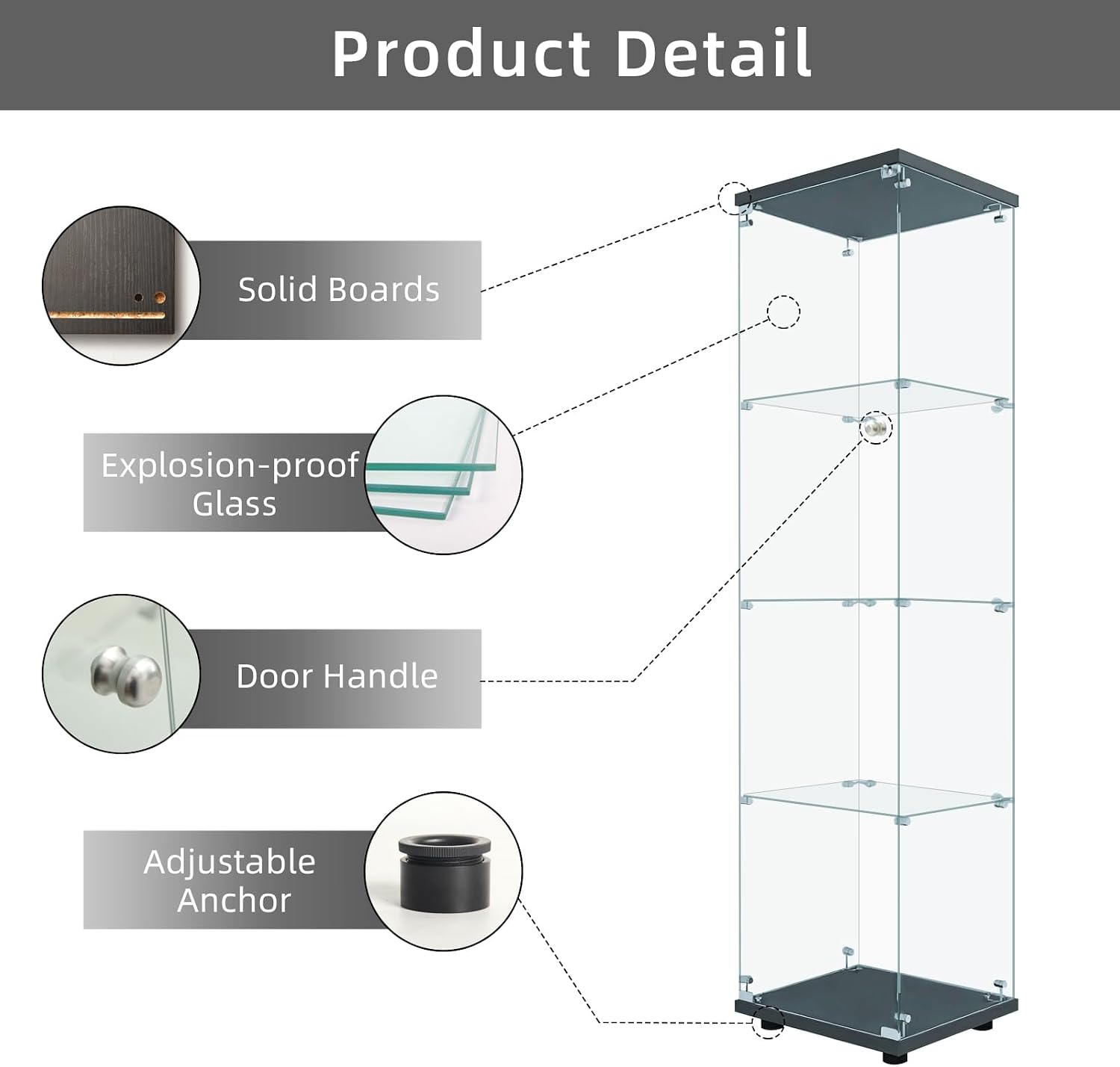 ตู้โชว์กระจกพร้อมกุญแจล็อค 4 ช - Glass Cabinet Display บทวิจารณ์และราคา