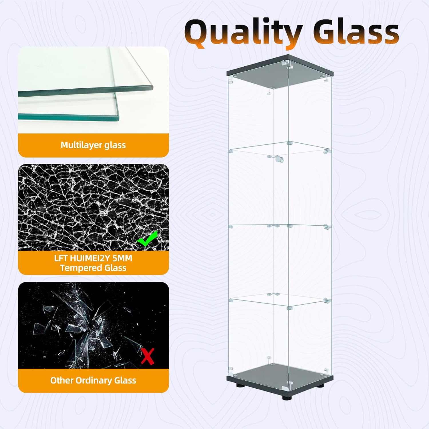 ตู้โชว์กระจกพร้อมกุญแจล็อค 4 ช - Glass Cabinet Display บทวิจารณ์และราคา
