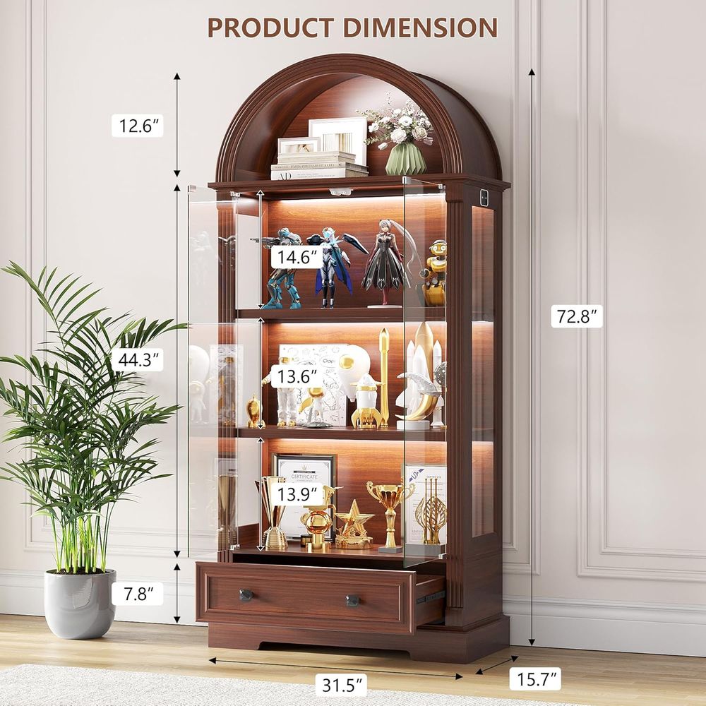 ตู้โชว์พร้อมบานกระจกและไฟ LED  - Glass Cabinet Display บทวิจารณ์และราคา