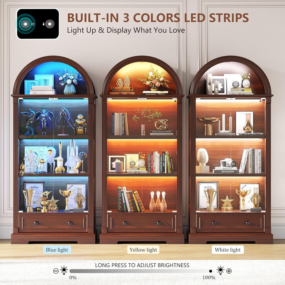 ตู้โชว์พร้อมบานกระจกและไฟ LED  - Glass Cabinet Display บทวิจารณ์และราคา