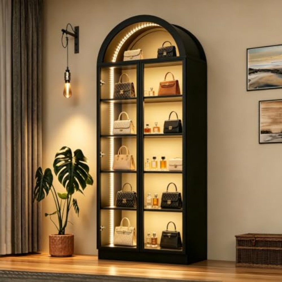 ตู้โชว์ทรงโค้งสำหรับห้องนั่งเล - Glass Cabinet Display บทวิจารณ์และราคา
